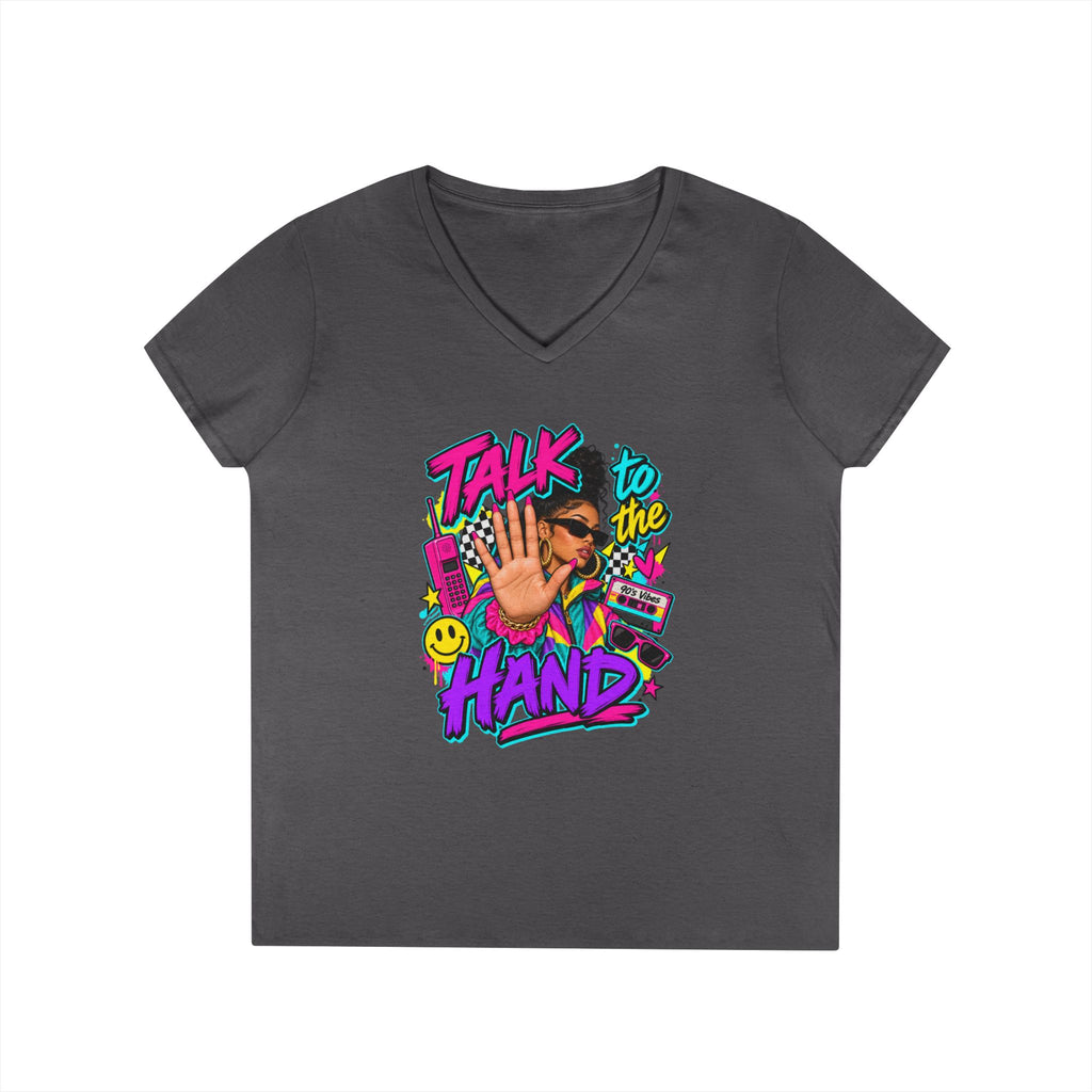 Talk to the Hand graphic tee | V-Neck T-Shirt, 90s retro pop art design | 90's 00's Hip Hop Pop Culture Nostalgia