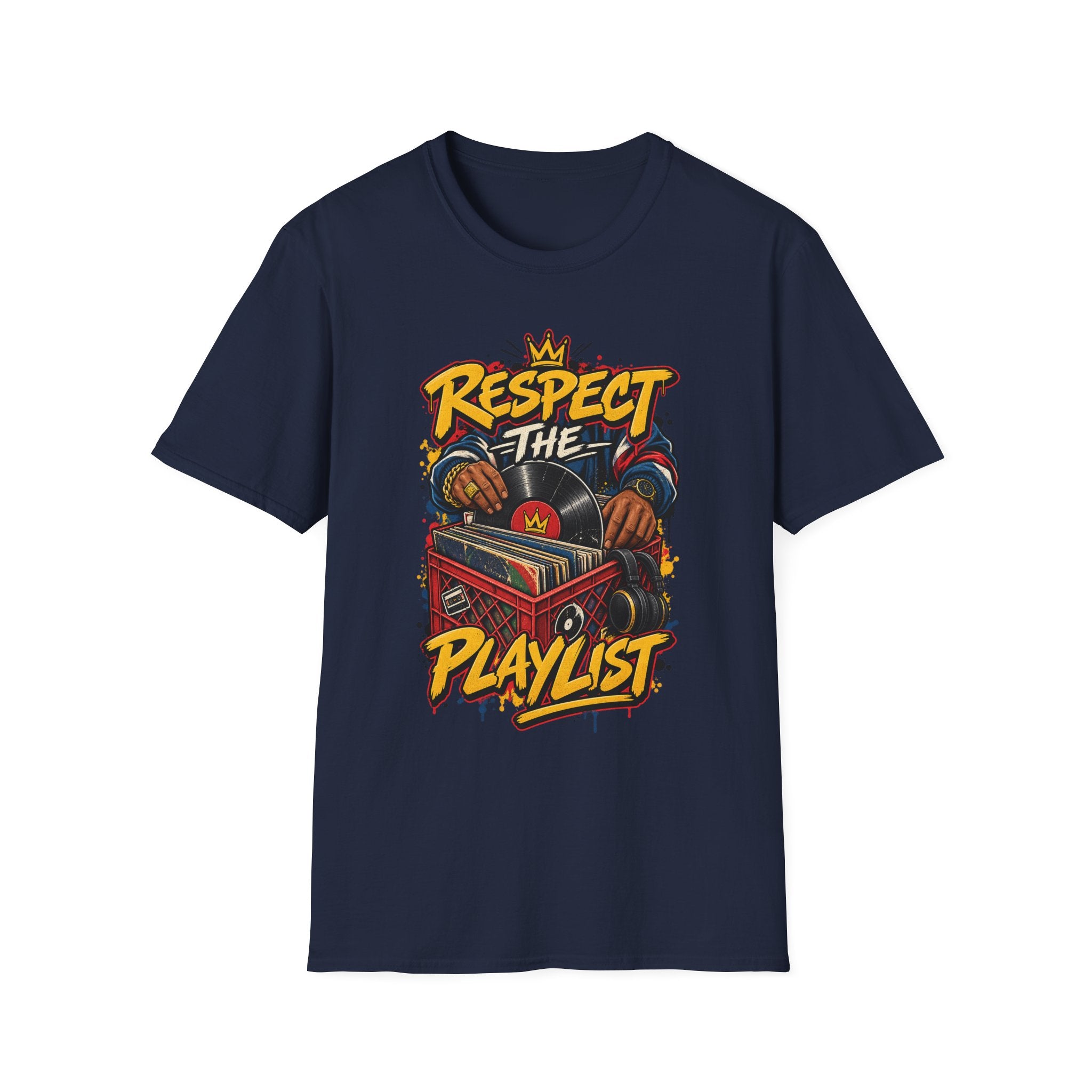 Respect The Playlist T-Shirt | DJ Turntable Hip Hop Graphic Tee | 1990's 2000's Nostalgia Throwback