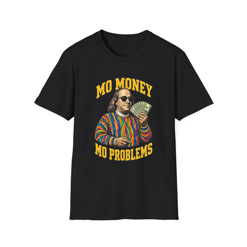 Benjamin Franklin holding cash Mo Money T-Shirt | Retro Money Humor | 1990's 2000's Nostalgia Throwback