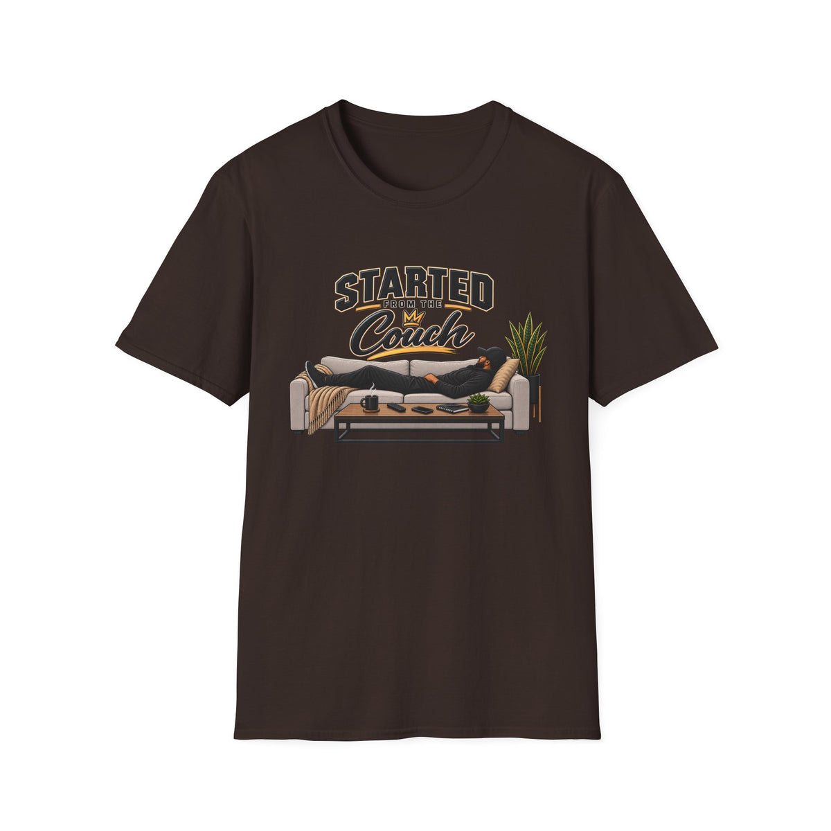 Started From The Couch T-Shirt | Lazy Home Lounge Graphic Tee | Hip Hop 1990's 2000's Nostalgia Throwback