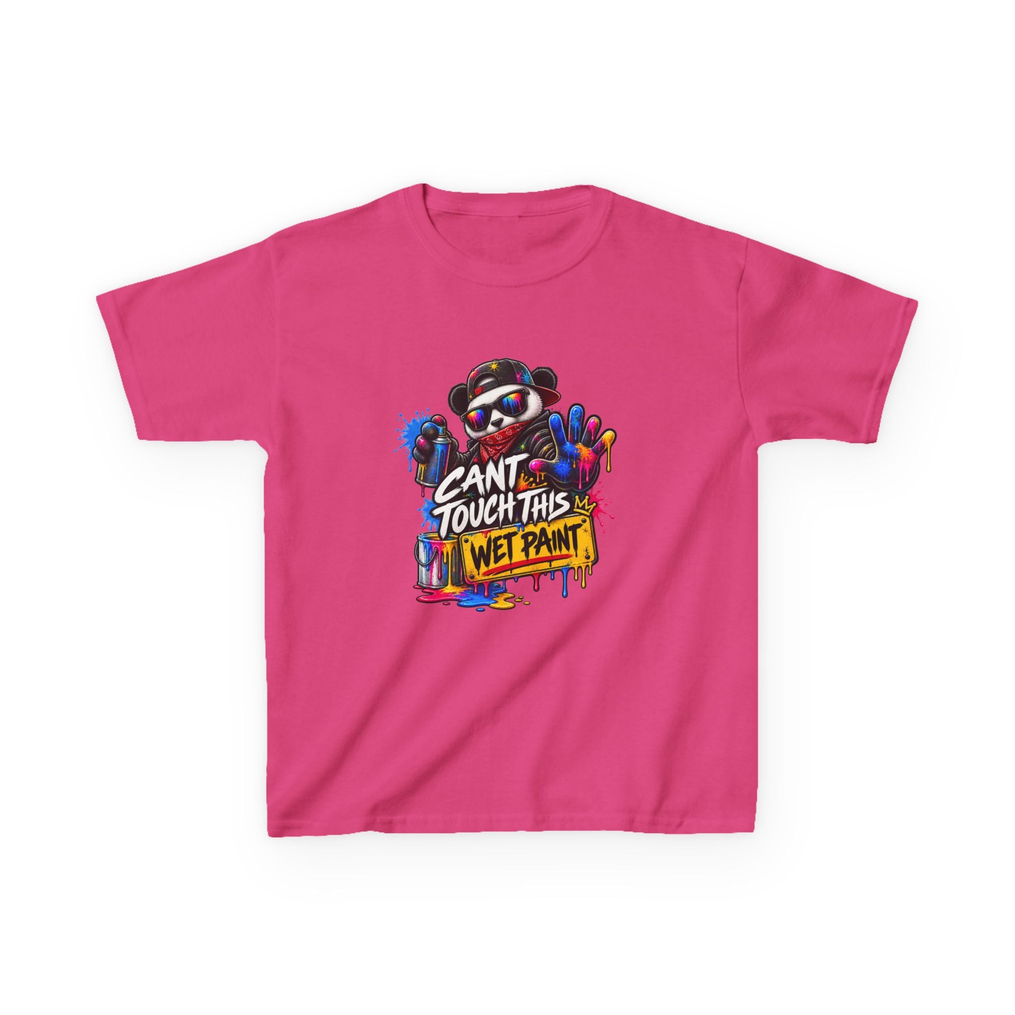 Cant Touch This Wet Paint Kids Tee | Colorful Graffiti Bear Design