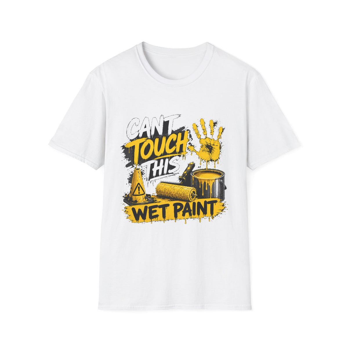 Cant Touch This Wet Paint MC Hammer T-Shirt | Paint Handprint Design 1990's 2000's Nostalgia Throwback