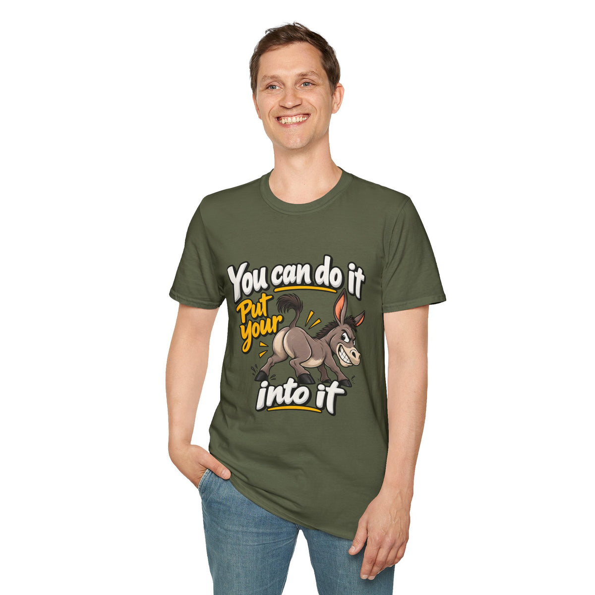 You Can Do It Put Your Ass Into It T-Shirt | Funny Donkey Illustration | 90s 00s Hip Hop Pop Culture Nostalgia Millennial Era
