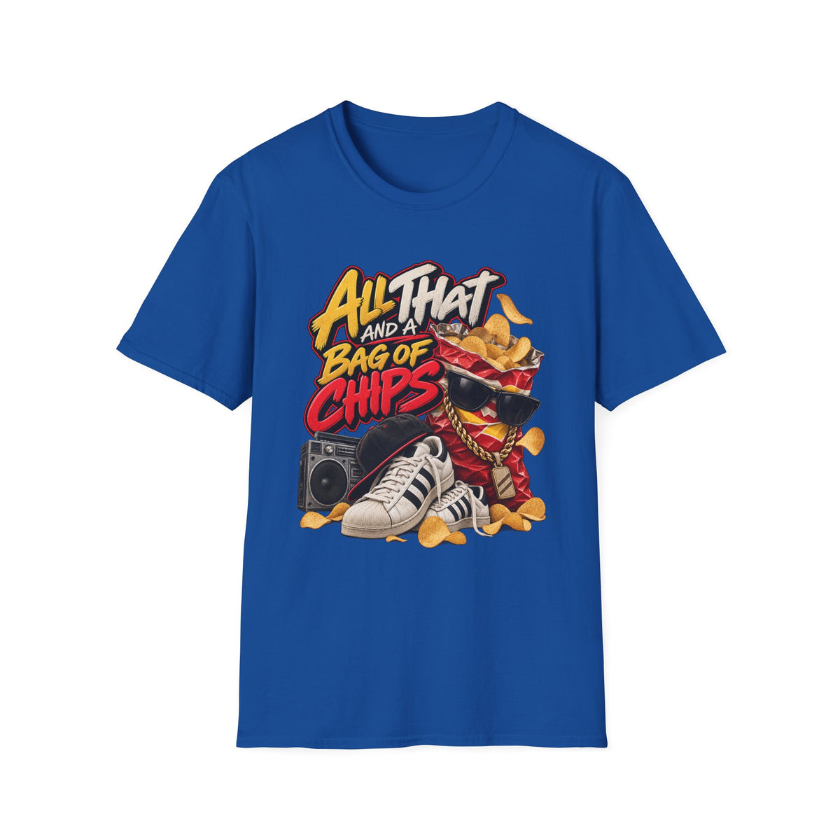 All That and a Bag of Chips T-Shirt | Retro Snack Graphic Tee | 90's 00's Hip Hop Pop Culture