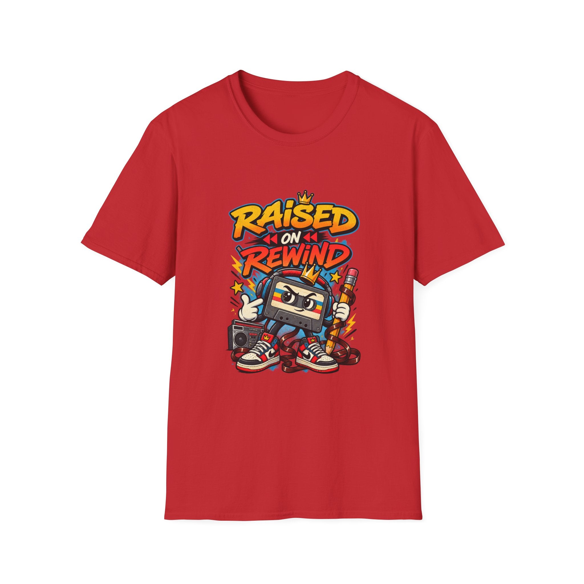 Raised on Rewind Hip Hop T-Shirt | Retro Cassette Tape 90s Nostalgia | 1990's 2000's Nostalgia Throwback