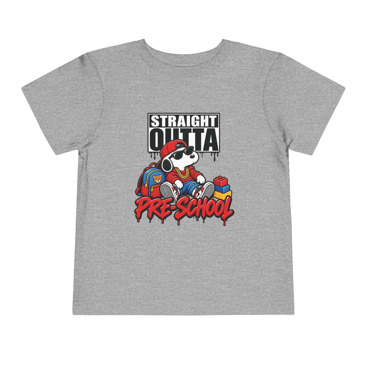 Straight Outta Pre-School Toddler Tee | Cool Cartoon Dog School Shirt | 90s 2000s Retro Nostalgic Tee