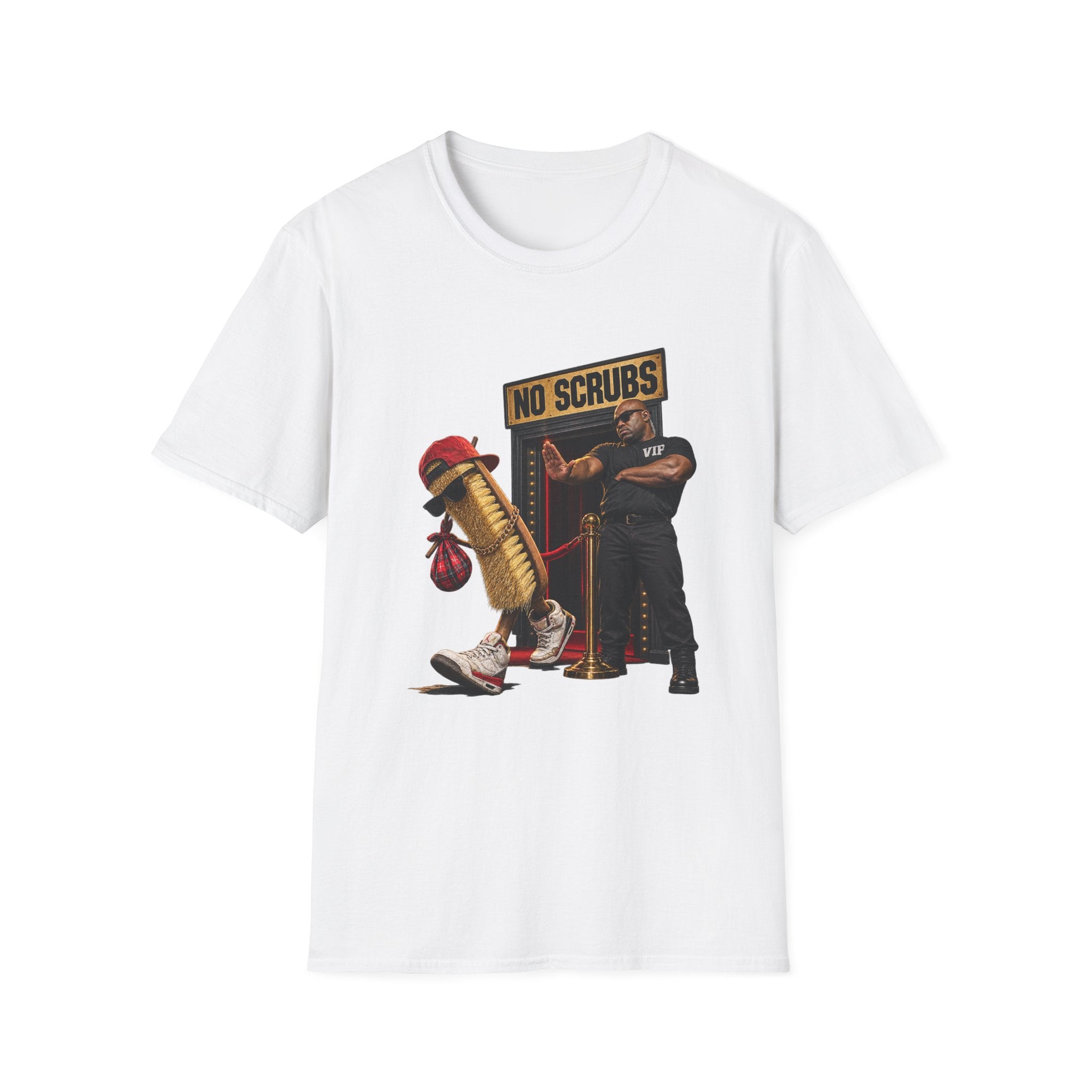 No Scrubs design T-Shirt | 90s R&B humor, VIP bouncer graphic | 1990's 2000's Nostalgia Throwback