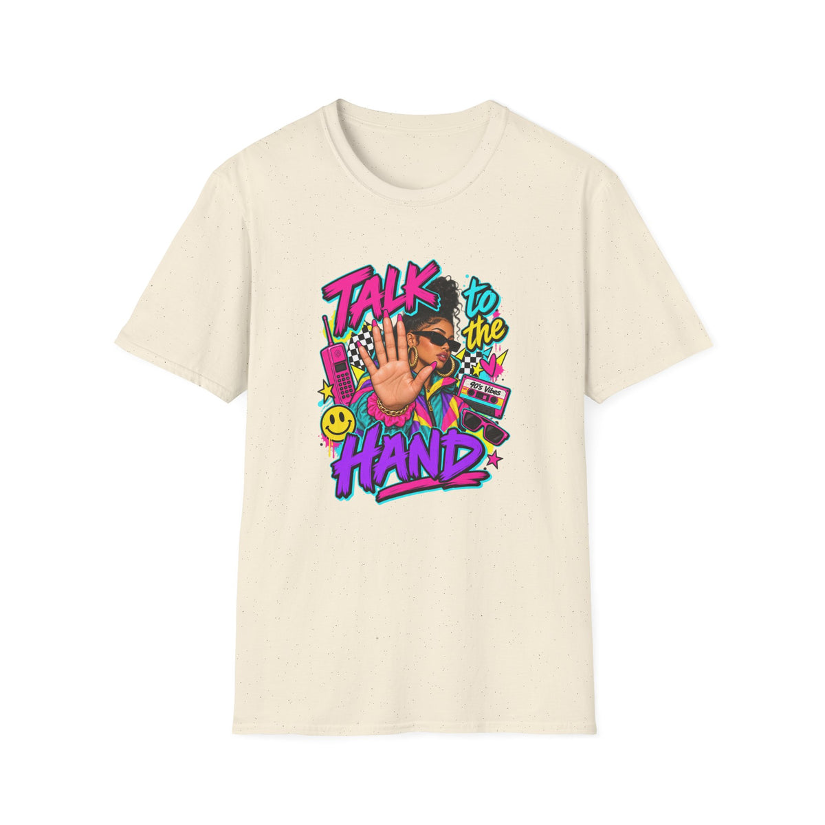 Talk to the Hand T-Shirt | 90s Retro Graphic Tee, Pop Art Hand Gesture | 90's 00's Hip Hop Pop Culture Nostalgia