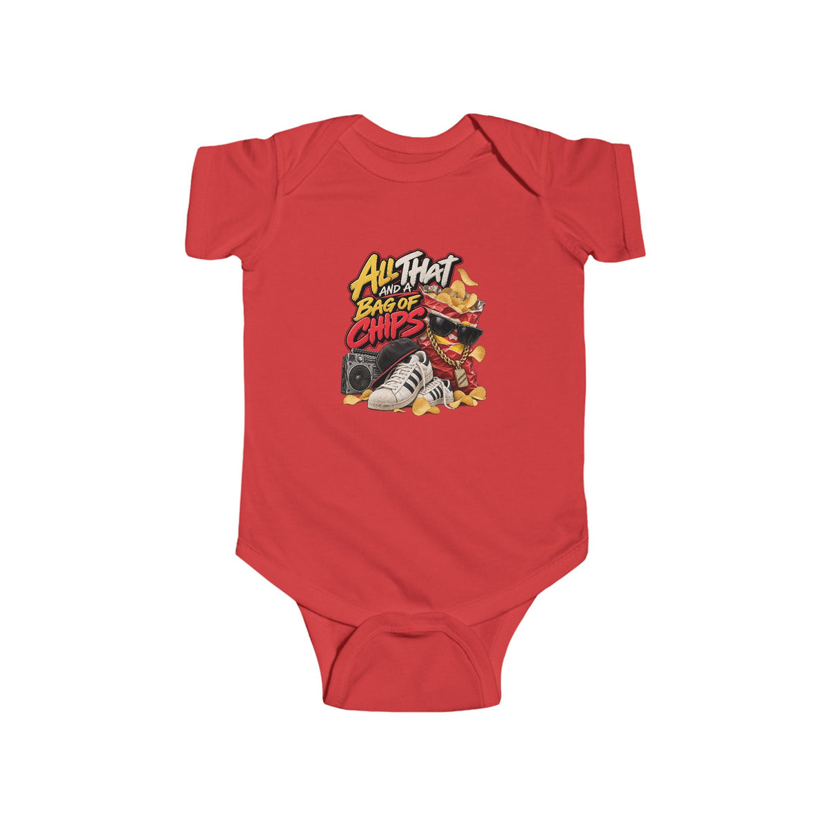 All That Bag of Chips illustration Bodysuit | Baby romper, snack graphic | 90's 00's Hip Hop Pop Culture Nostalgia