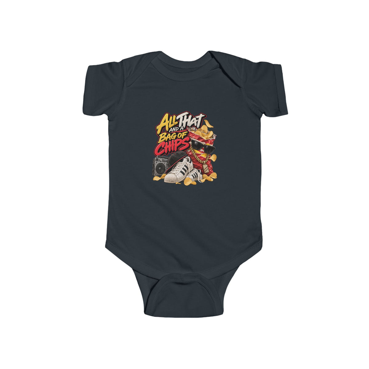 All That Bag of Chips illustration Bodysuit | Baby romper, snack graphic | 90's 00's Hip Hop Pop Culture Nostalgia