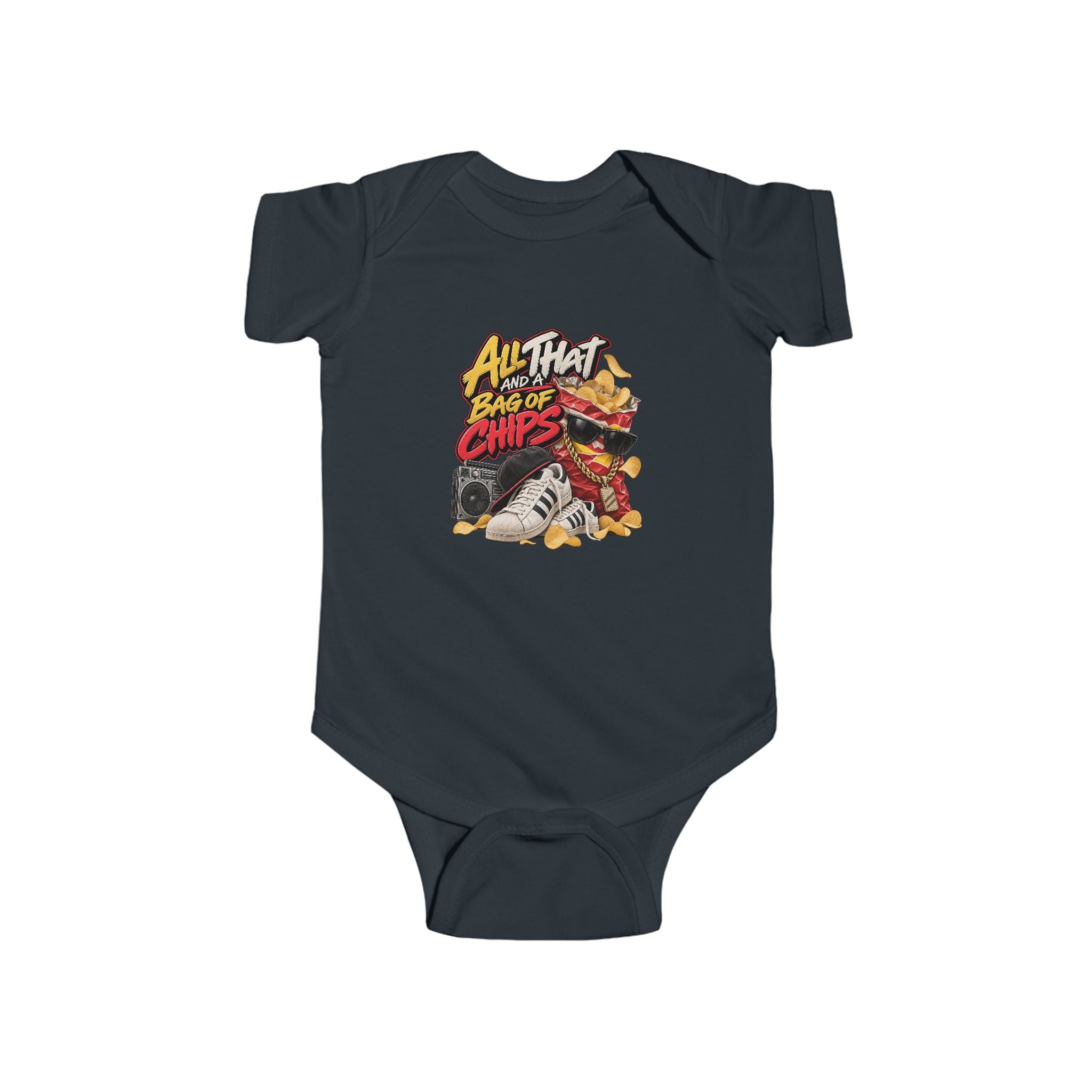 All That Bag of Chips illustration Bodysuit | Baby romper, snack graphic | 90's 00's Hip Hop Pop Culture Nostalgia