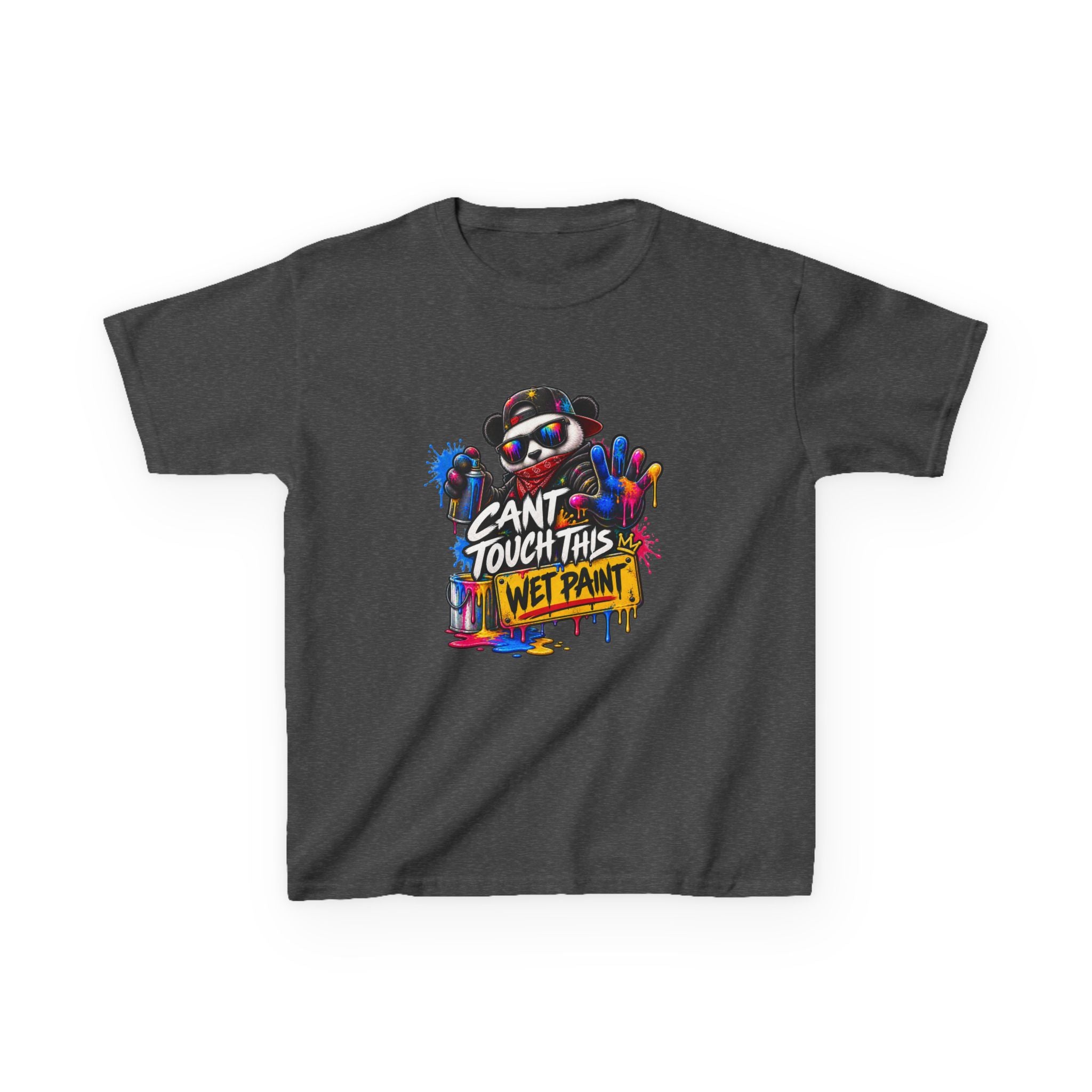 Cant Touch This Wet Paint Kids Tee | Colorful Graffiti Bear Design