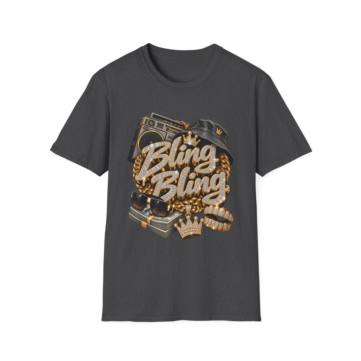 Bling Bling Boombox T-Shirt | Retro Hip Hop Graphic Tee | 90's 00's Hip Hop Pop Culture Nostalgia