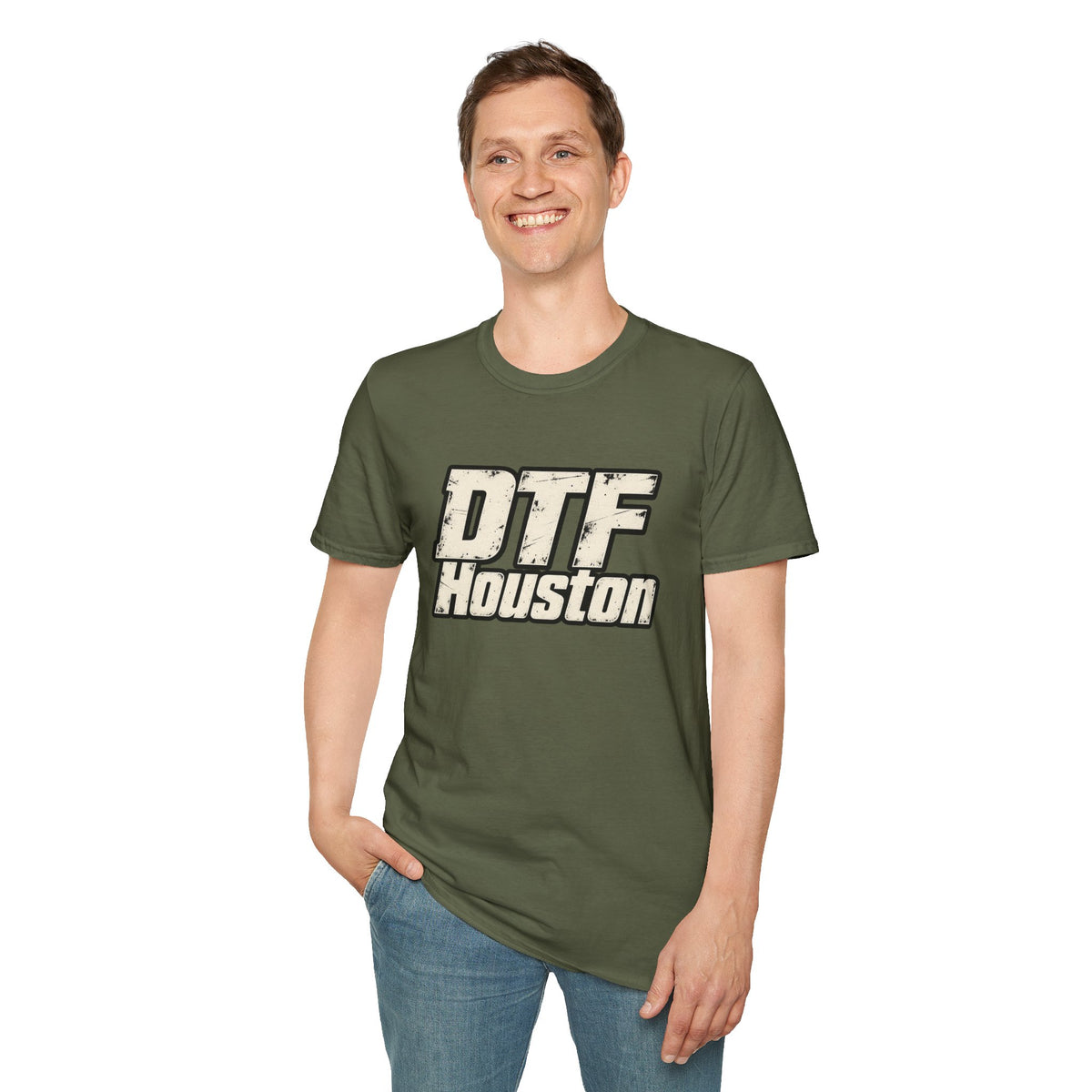 DTF Houston Graphic T-Shirt | Retro Distressed Text Houston Tee