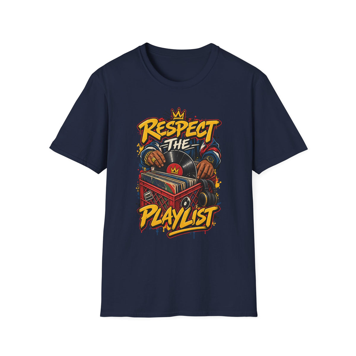 Respect The Playlist T-Shirt | DJ Turntable Hip Hop Graphic Tee | 1990's 2000's Nostalgia Throwback