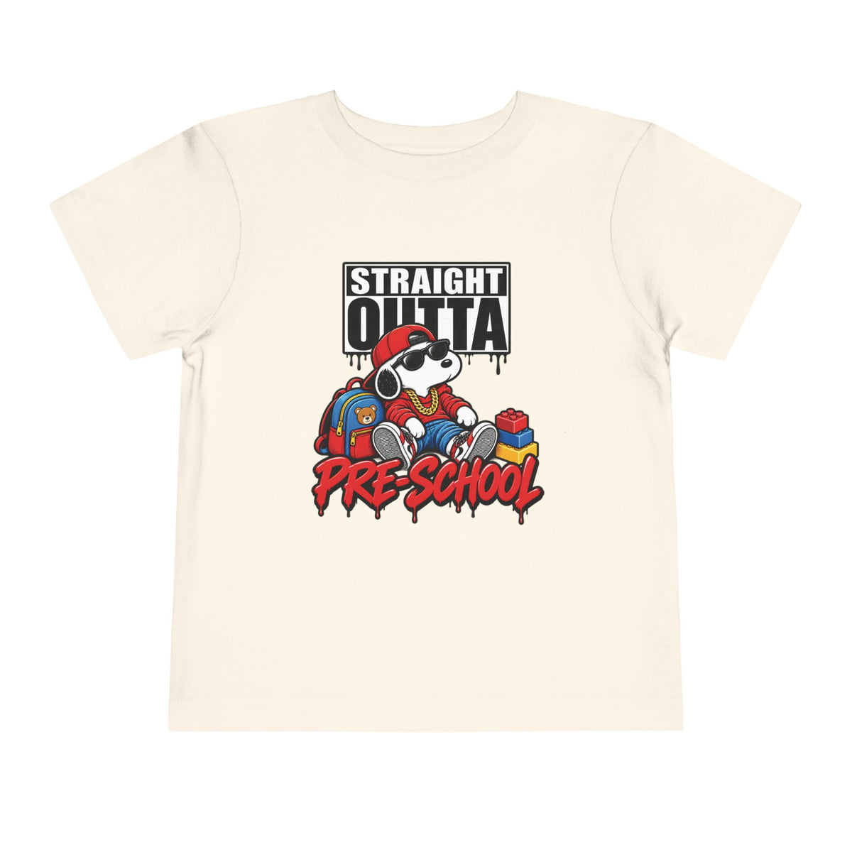 Straight Outta Pre-School Toddler Tee | Cool Cartoon Dog School Shirt | 90s 2000s Retro Nostalgic Tee
