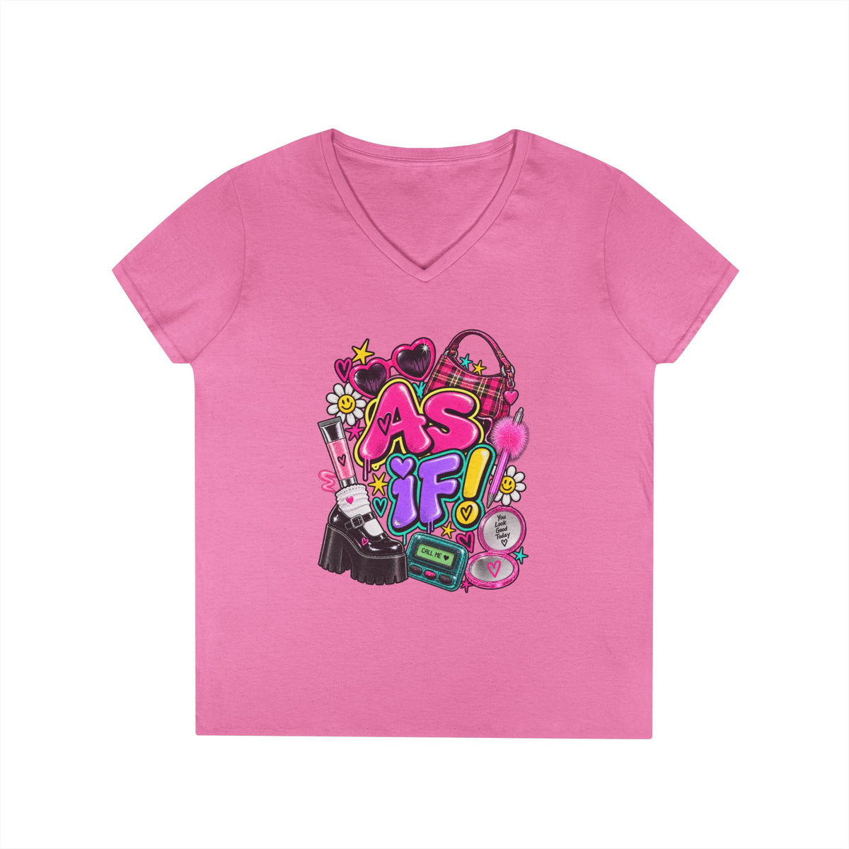 AS IF! 90s Retro Collage T-Shirt | Pop Heart, Cassette, Roller Skates | 90s 00s Hip Hop Pop Culture Nostalgia
