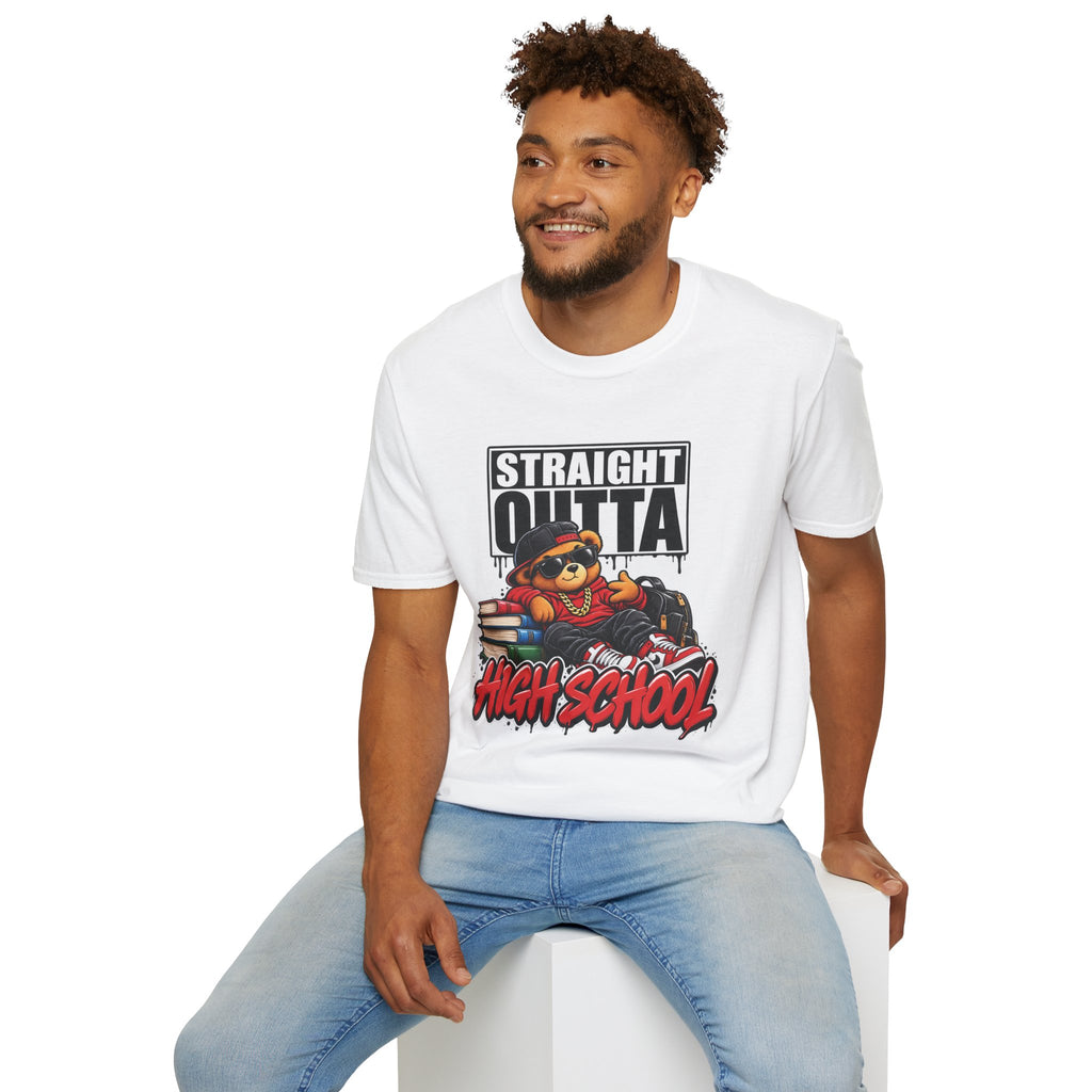 Straight Outta High School T-Shirt | Adult 90s 2000s Nostalgia Graduate, Class of 2026 2027 School Design