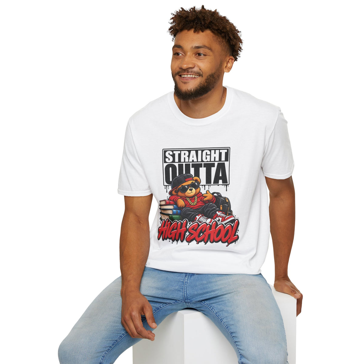 Straight Outta High School T-Shirt | Adult 90s 2000s Nostalgia Graduate, Class of 2026 2027 School Design