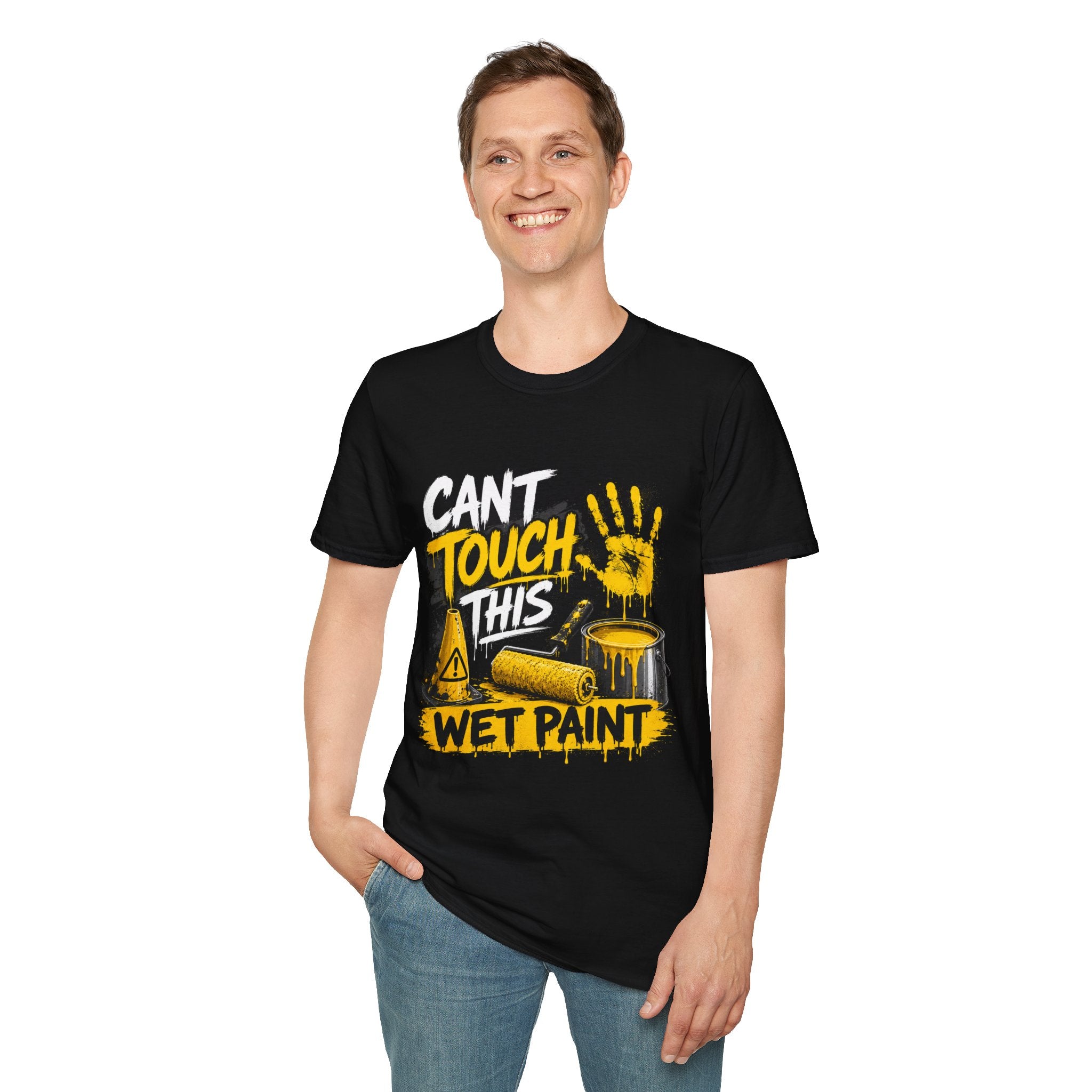Cant Touch This Wet Paint MC Hammer T-Shirt | Paint Handprint Design 1990's 2000's Nostalgia Throwback