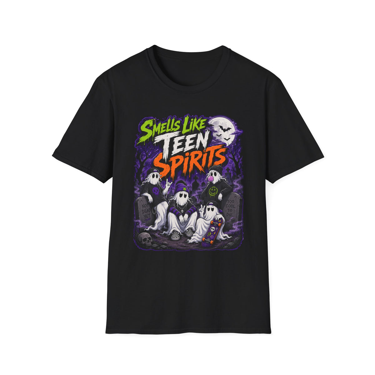 Smells Like Teen Spirits T-Shirt | Halloween Ghost Band Graphic | Hip Hop 1990's 2000's Nostalgia Throwback