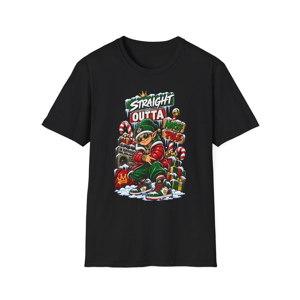 Straight Outta North Pole T-Shirt | Hip Hop Christmas Elf Streetwear | 1990's 2000's Nostalgia Throwback