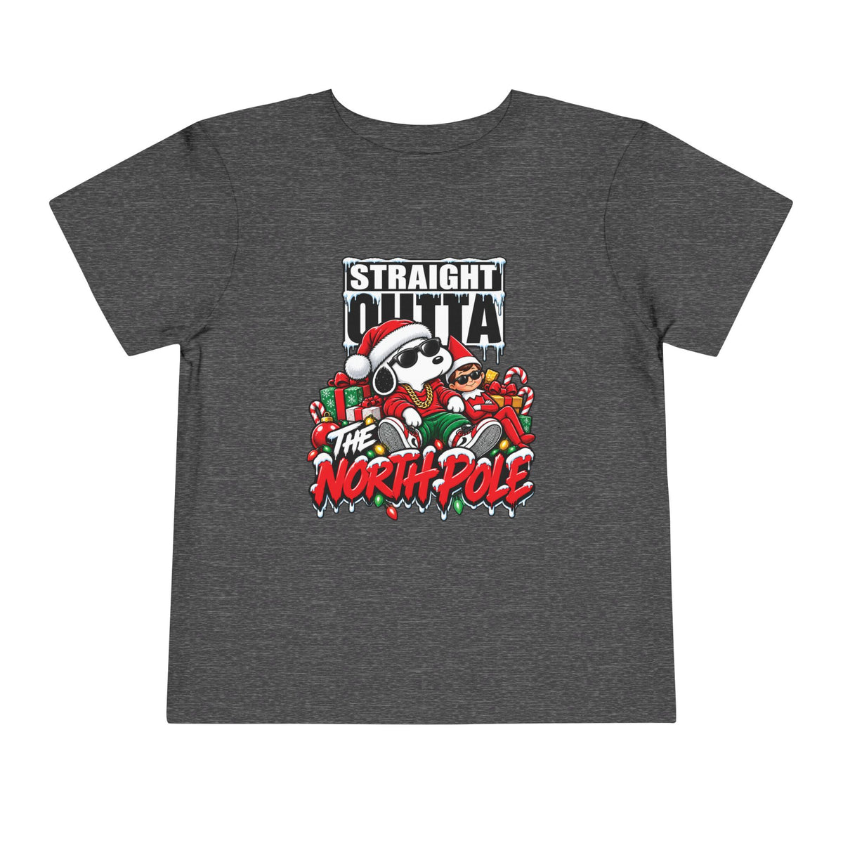 Straight Outta Elf graphic Toddler Tee | Christmas elf, candy cane holiday design