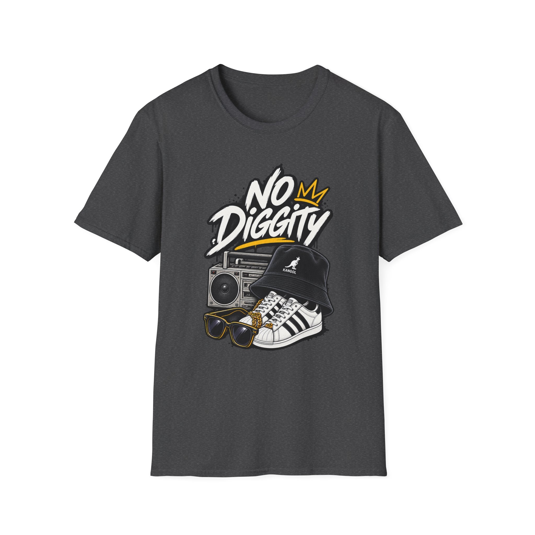 No Diggity Graphic Tee | Retro Boombox Hip Hop Design | 1990's 2000's Nostalgia Throwback