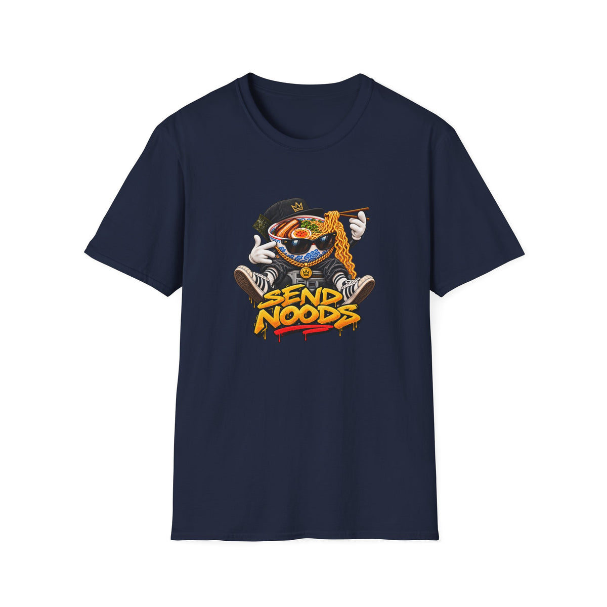 Send Noods ramen graphic T-Shirt | noodle bowl illustration, streetwear vibe | Hip Hop Pop Culture