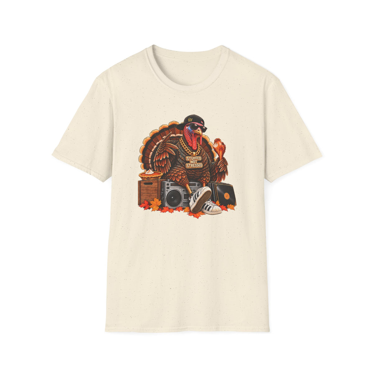Hip Hop Turkey T-Shirt | Thanksgiving Turkey DJ Turntable, Fall Leaves | 90s 00s Nostalgia