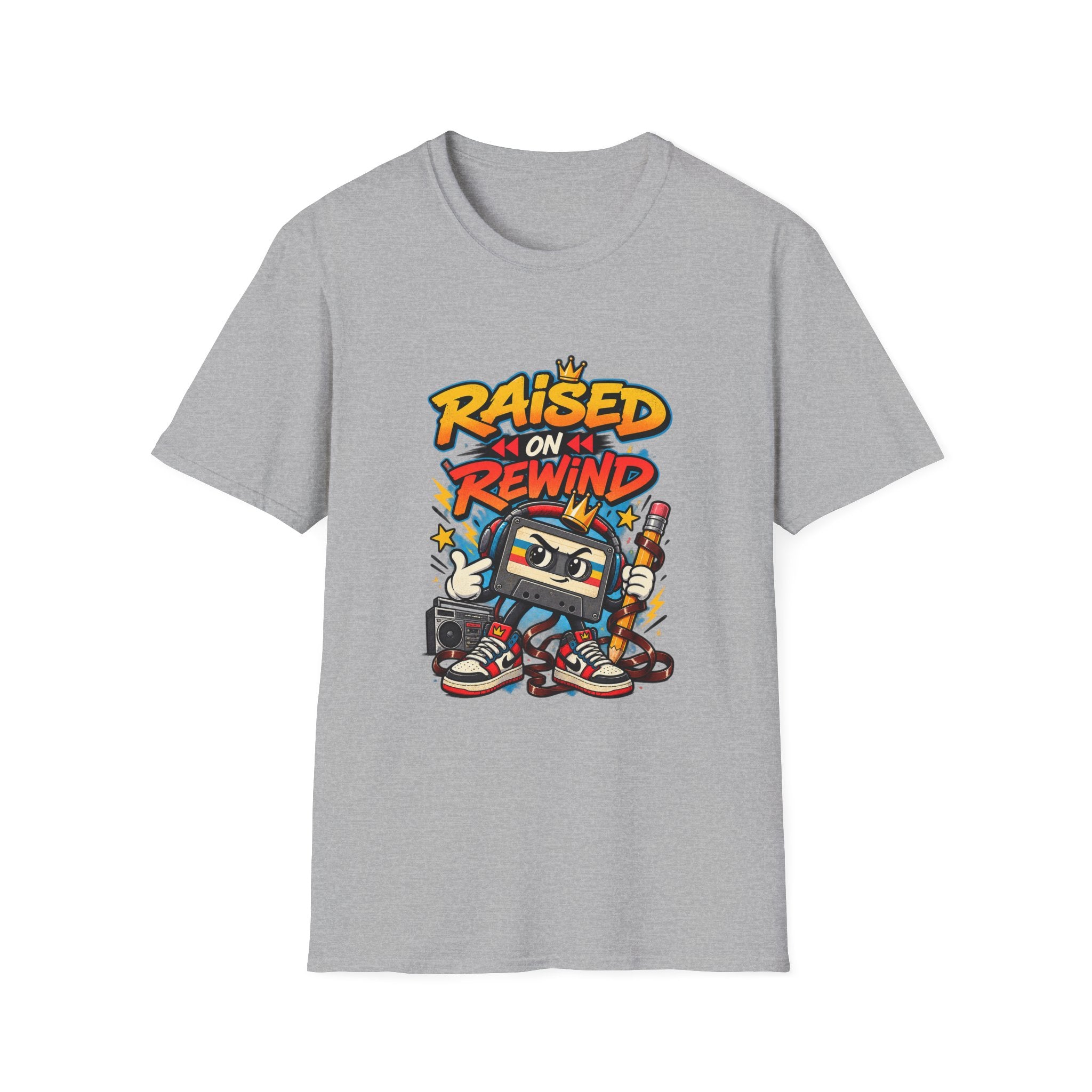 Raised on Rewind Hip Hop T-Shirt | Retro Cassette Tape 90s Nostalgia | 1990's 2000's Nostalgia Throwback
