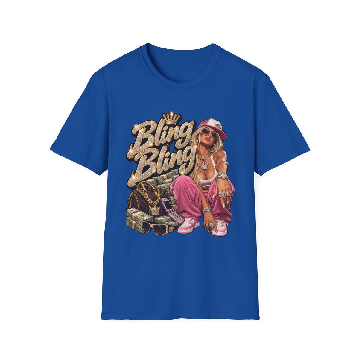 Bling Bling Graphic Tee | Retro Hip Hop Girl Illustration | 90's 00's Hip Hop Pop Culture Nostalgia