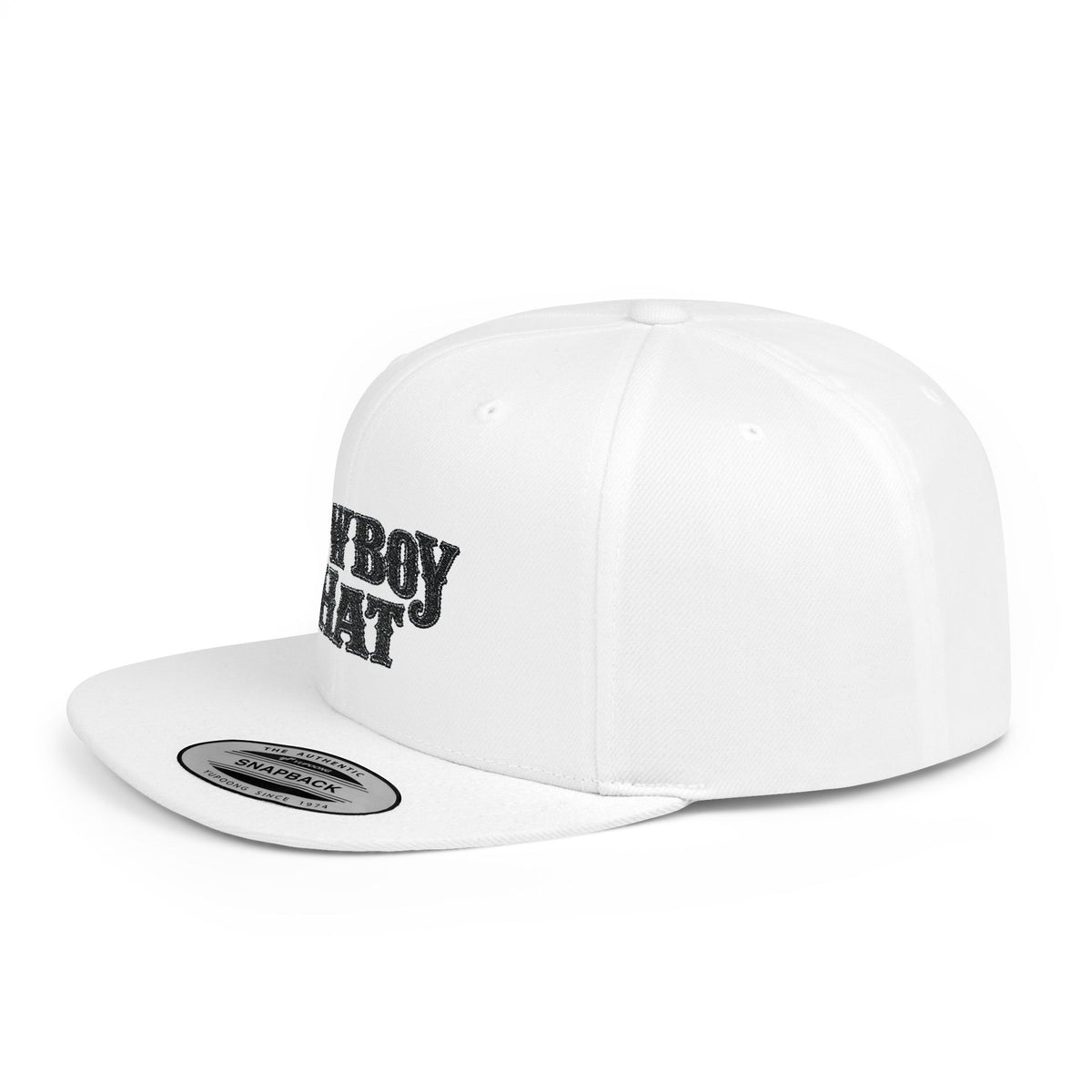 Cowboy Hat flat bill snapback | Western text embroidered cap