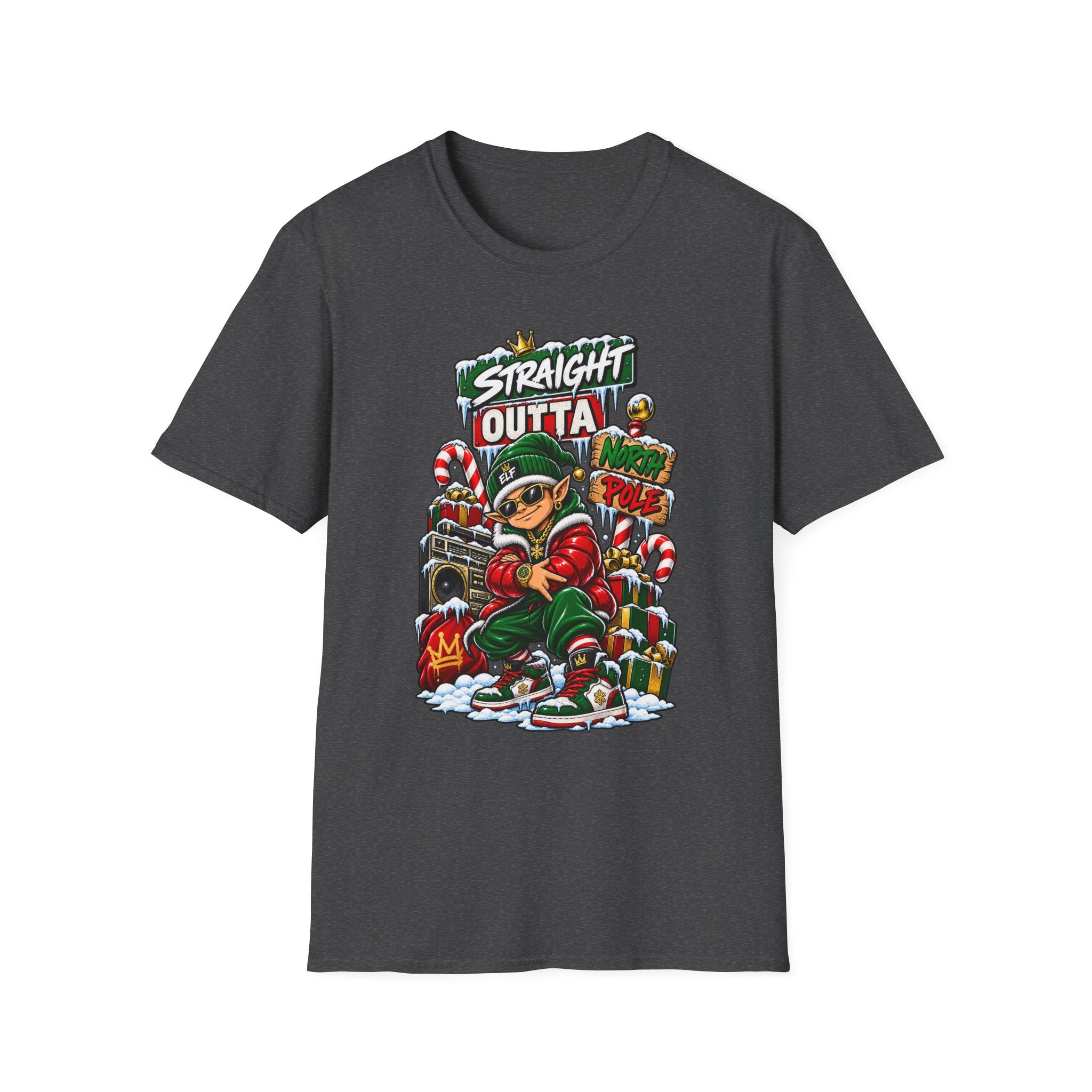 Straight Outta North Pole T-Shirt | Hip Hop Christmas Elf Streetwear | 1990's 2000's Nostalgia Throwback