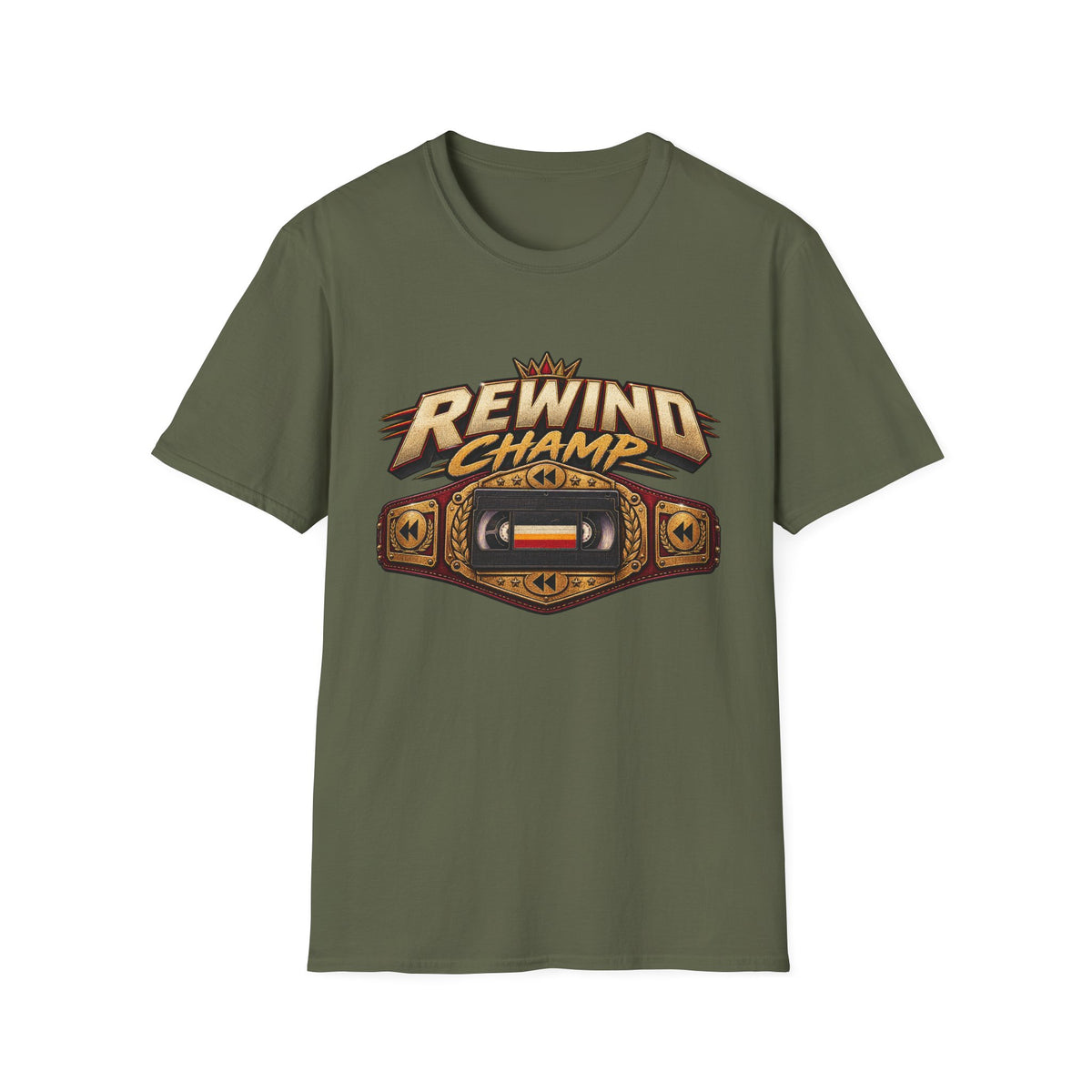 Rewind Champ cassette belt graphic T-Shirt | Retro Hip Hop audio nostalgia tee | 1990's 2000's Nostalgia Throwback