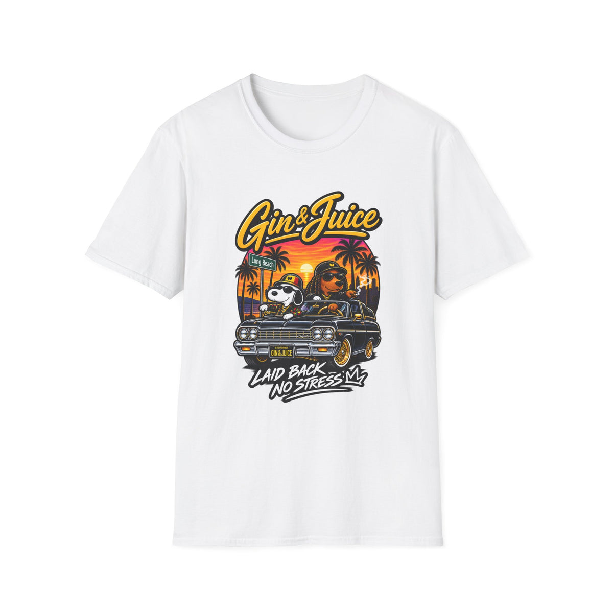 Gin & Juice Graphic Tee | Retro Sunset, Palm Trees, Laid Back Vibes | 1990's 2000's Nostalgia Throwback