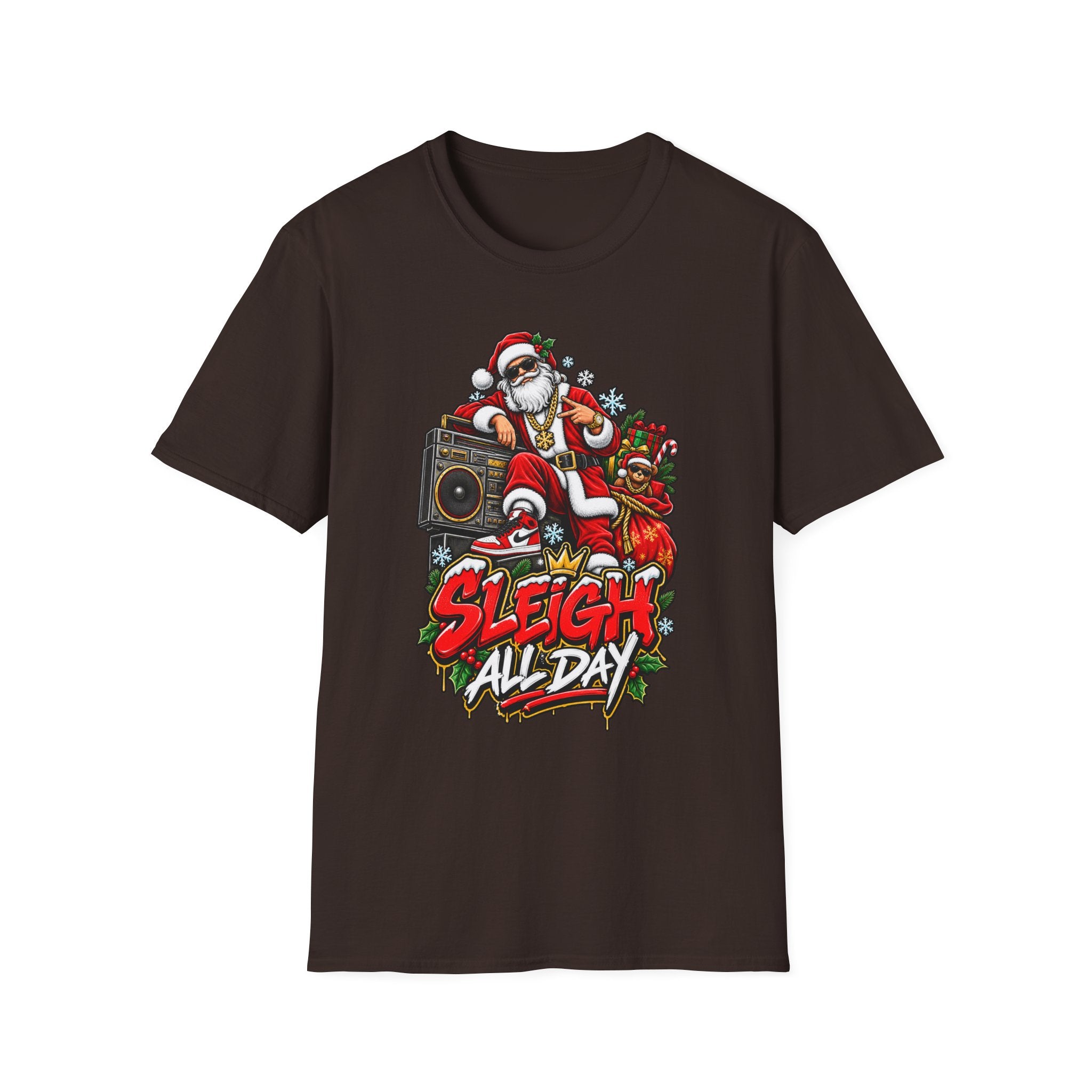 Sleigh All Day Santa graphic T-Shirt | Christmas hip hop holiday tee | 1990's 2000's Nostalgia Throwback