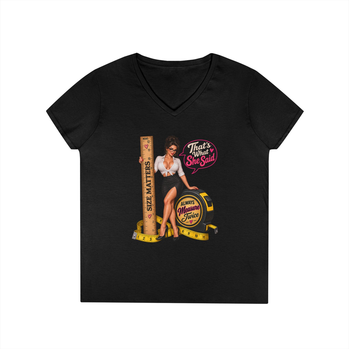 Thats What She Said Pinup Measure Tape Vintage Pinup T-Shirt | Humor | 90s 00s Hip Hop Pop Culture Nostalgia