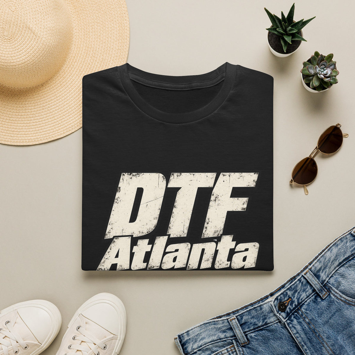 DTF Atlanta T-Shirt | Distressed Retro Text Atlanta Tee
