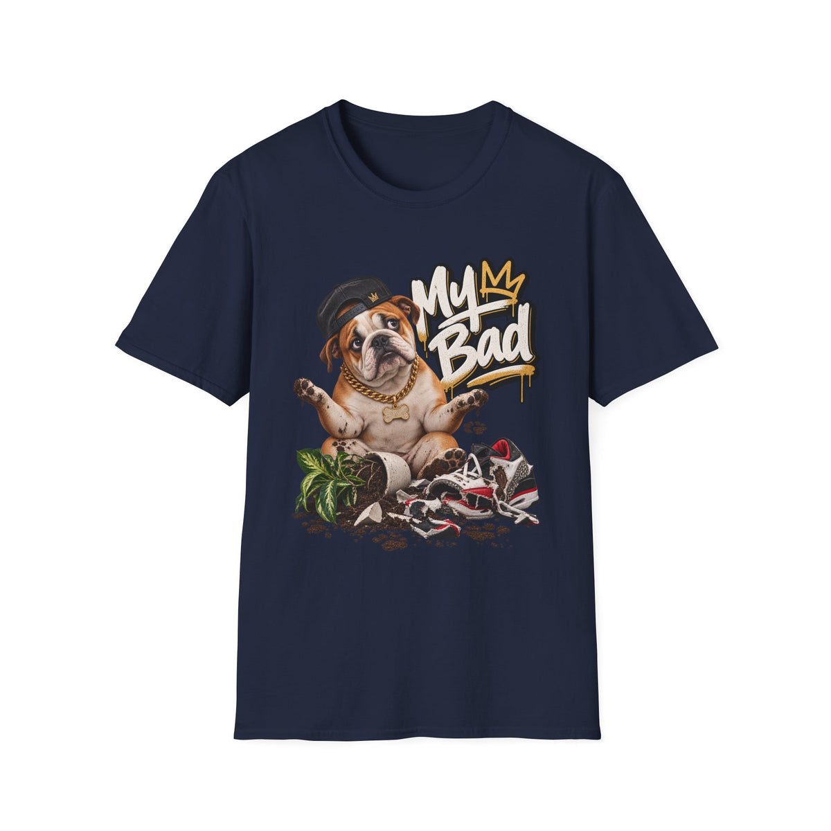 Bulldog 'My Bad' Graffiti T-Shirt | Hip Hop Dog Streetwear Tee