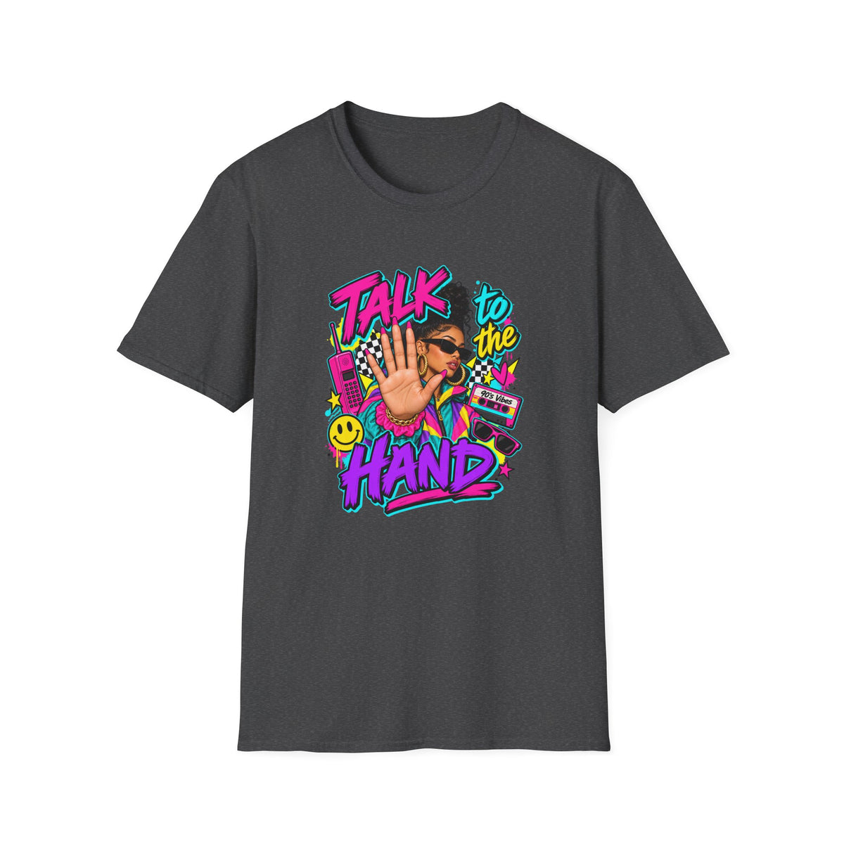 Talk to the Hand T-Shirt | 90s Retro Graphic Tee, Pop Art Hand Gesture | 90's 00's Hip Hop Pop Culture Nostalgia