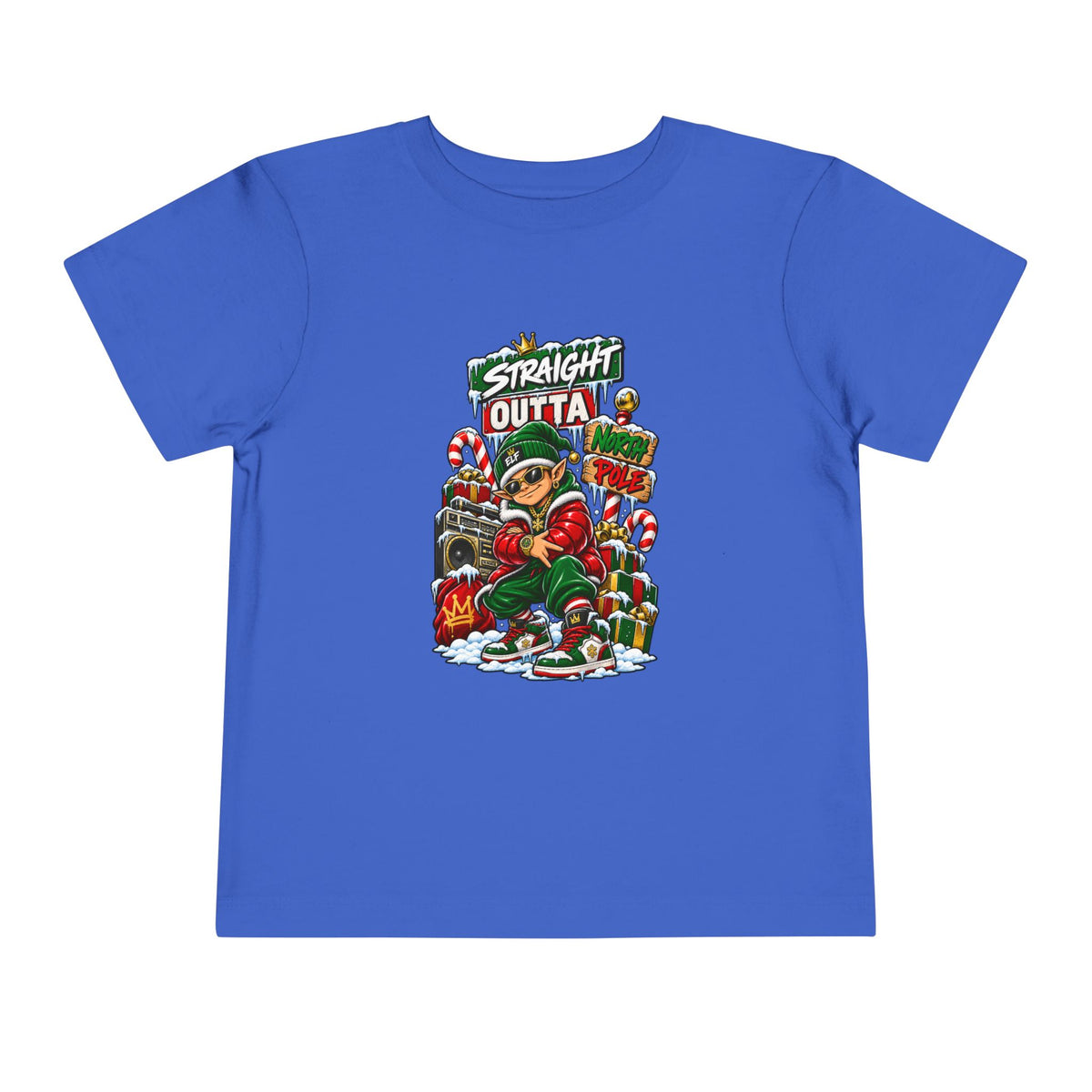 Straight Outta Elf graphic Toddler Tee | Christmas elf, candy cane holiday design