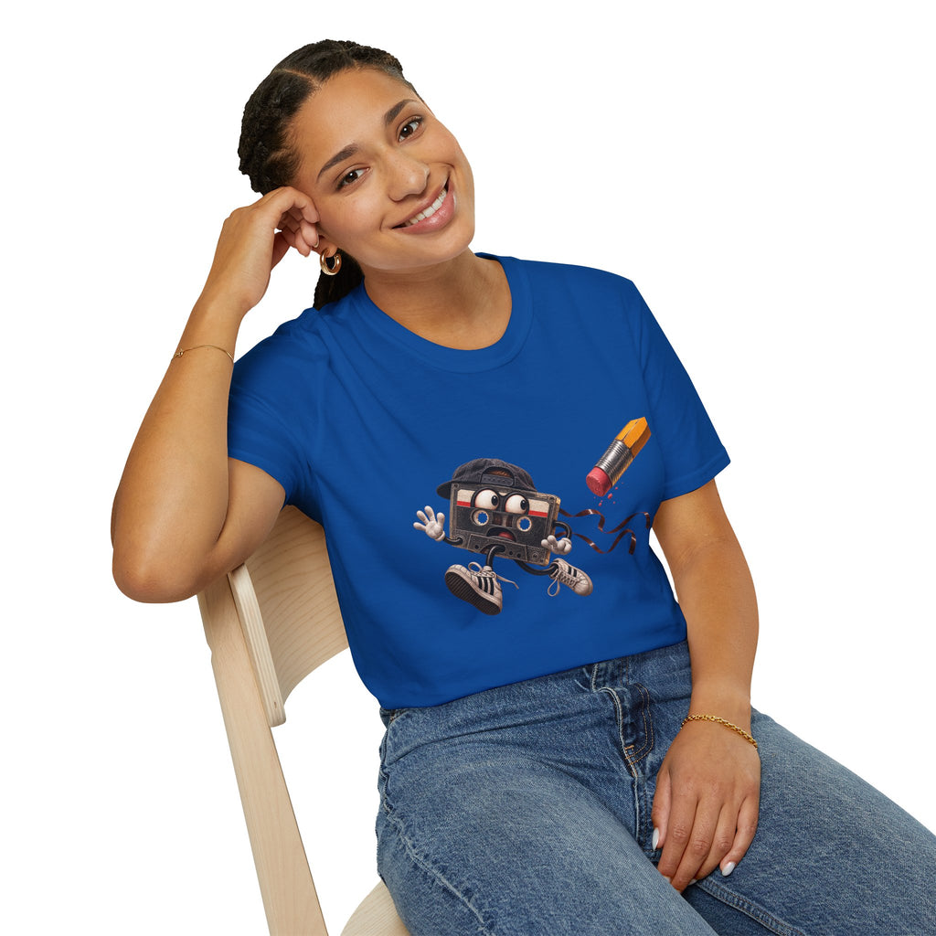 Cute Retro Cassette Tape Running, T-Shirt 1990's 2000's Nostalgia Throwback