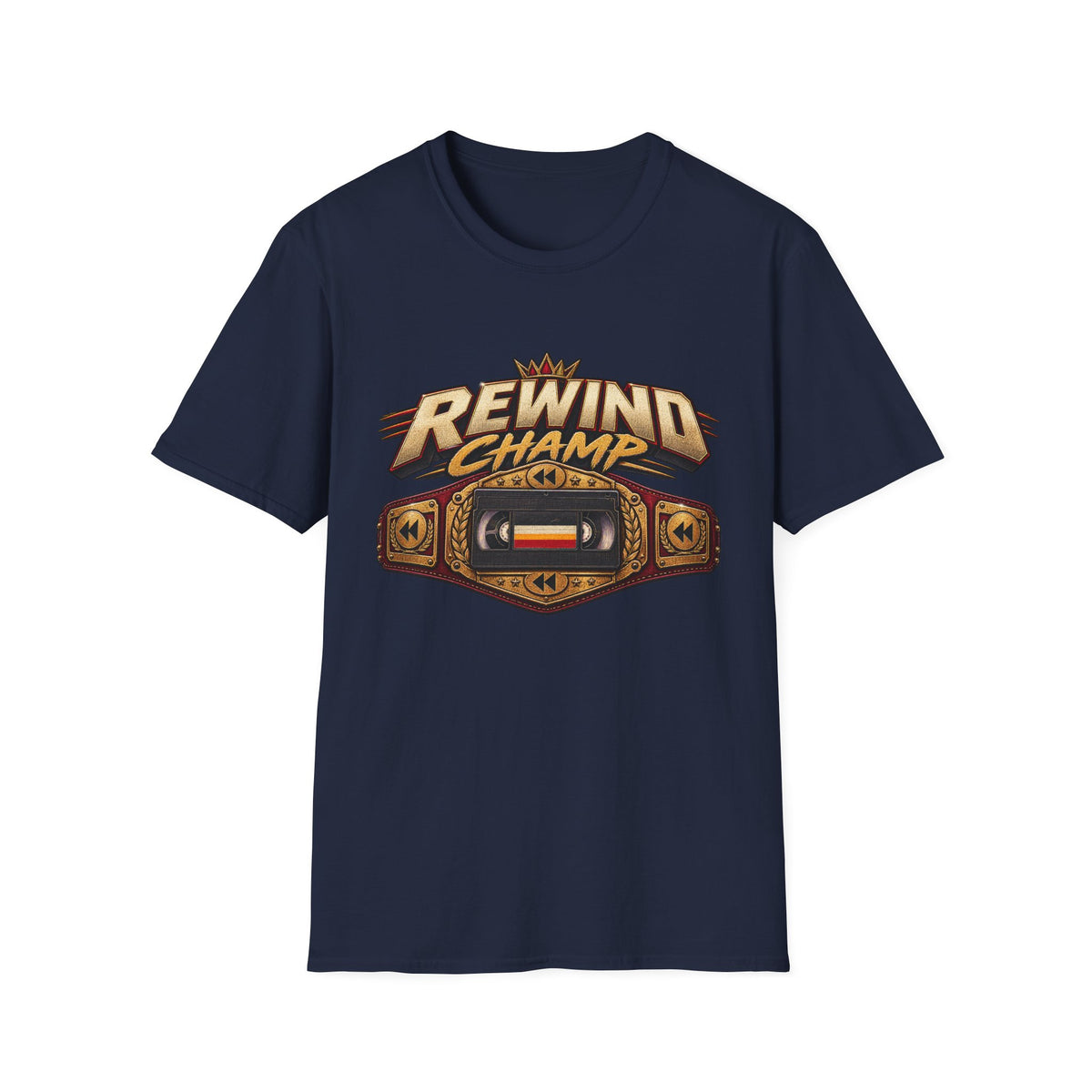 Rewind Champ cassette belt graphic T-Shirt | Retro Hip Hop audio nostalgia tee | 1990's 2000's Nostalgia Throwback