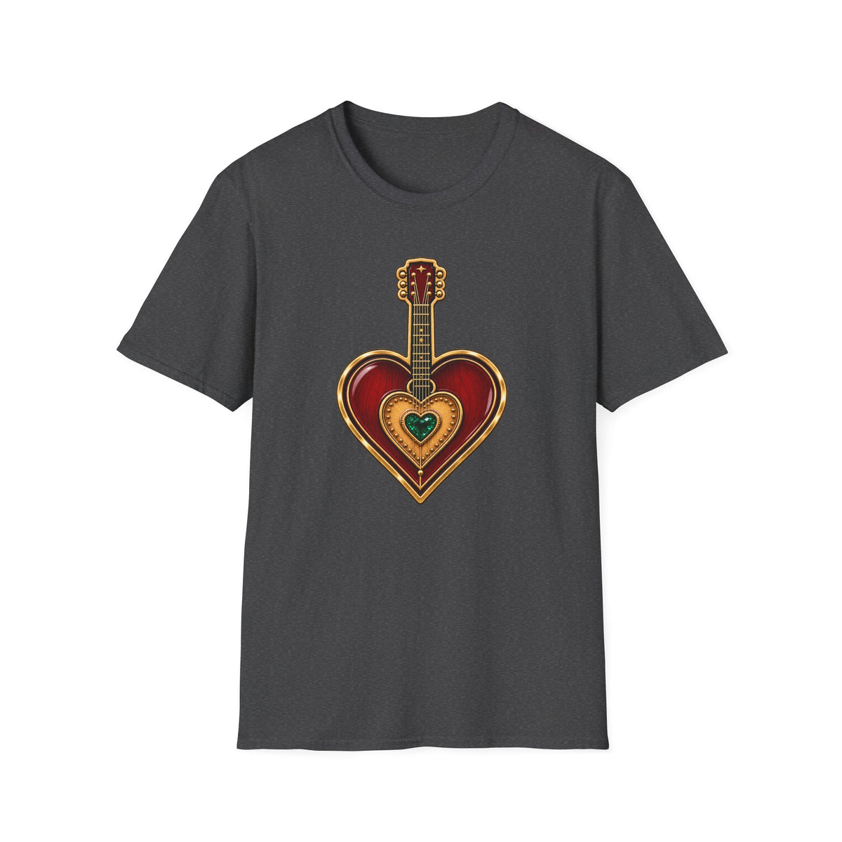 Dolly Parton Heart Guitar Graphic T-Shirt | Vintage Musical Heart Design | Tribute Country Music Legend
