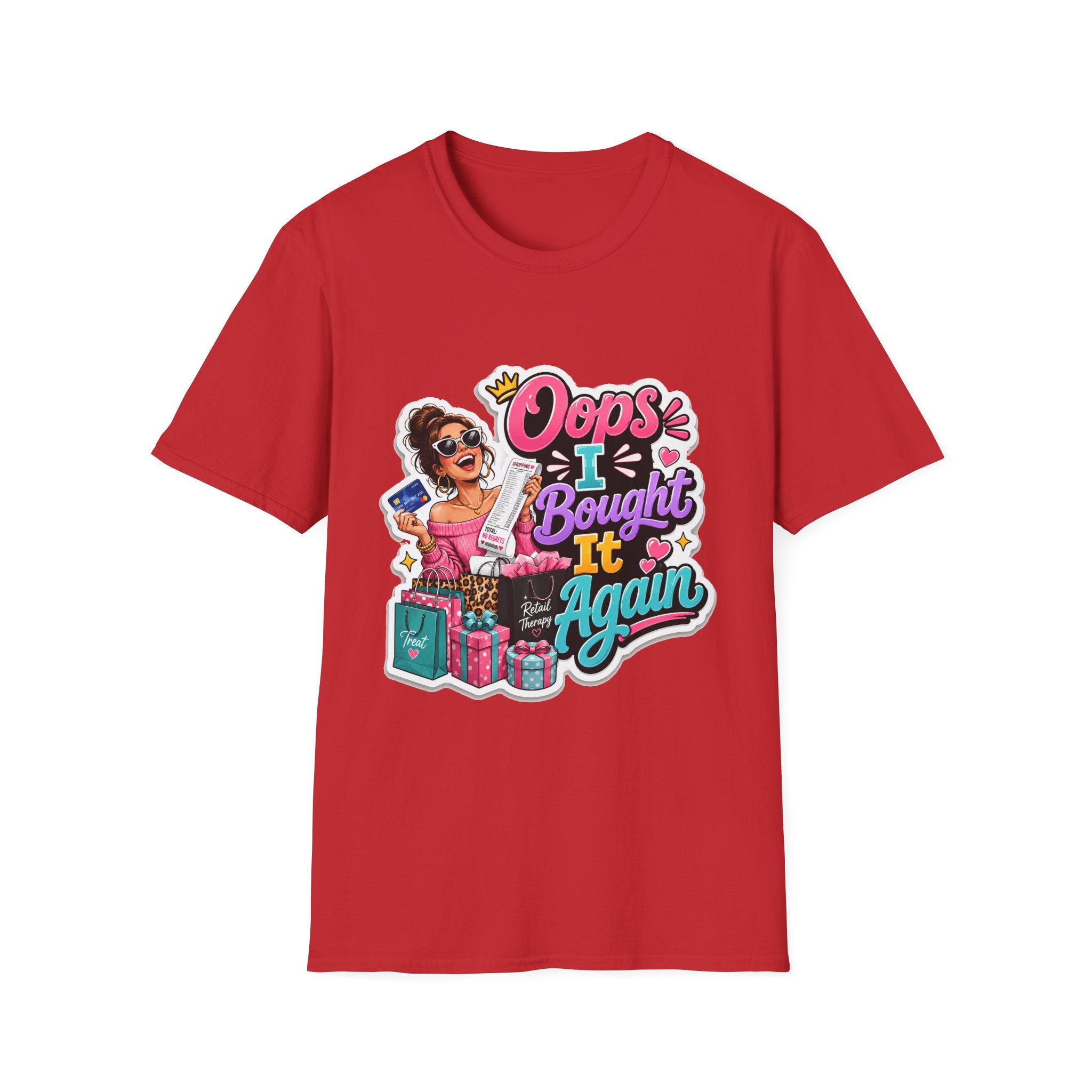 Oops I Bought It Again T-Shirt | Shopping Cartoon Design | 1990's 2000's Nostalgia Throwback
