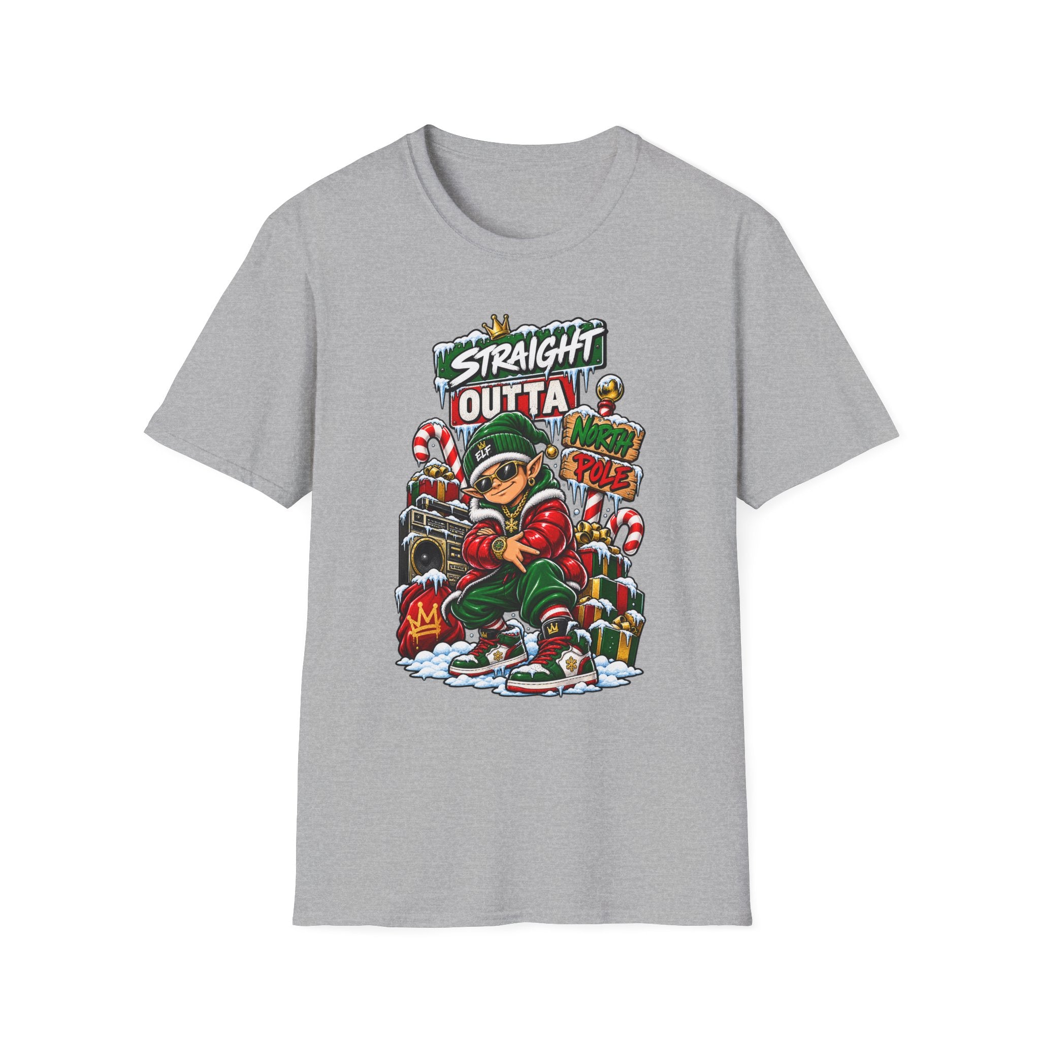 Straight Outta North Pole T-Shirt | Hip Hop Christmas Elf Streetwear | 1990's 2000's Nostalgia Throwback