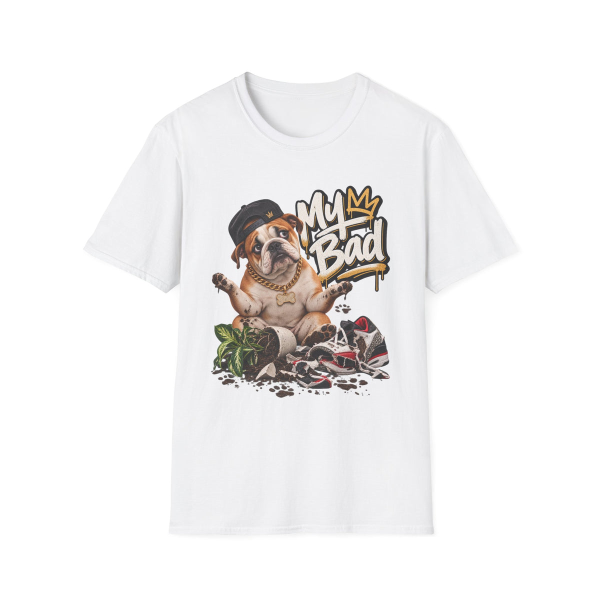 Bulldog 'My Bad' Graffiti T-Shirt | Hip Hop Dog Streetwear Tee