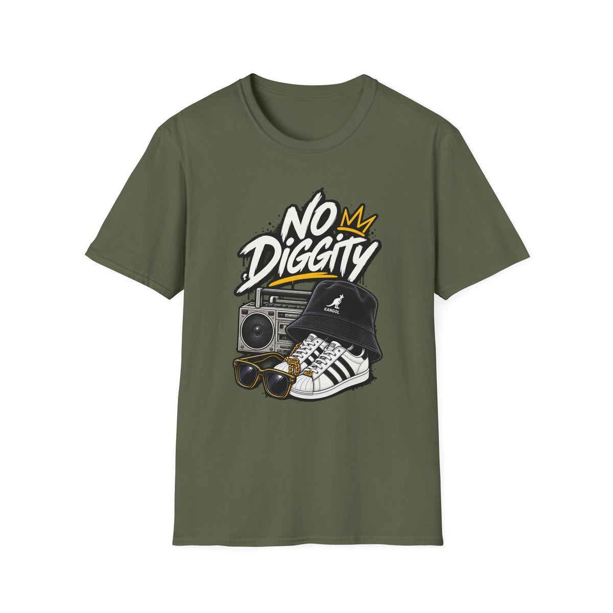 No Diggity Graphic Tee | Retro Boombox Hip Hop Design | 1990's 2000's Nostalgia Throwback