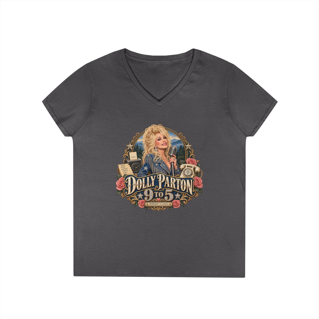 9 to 5 Retro Country Music V-Neck T-Shirt | Vintage Singer Graphic | Dolly Parton Tribute Memorial